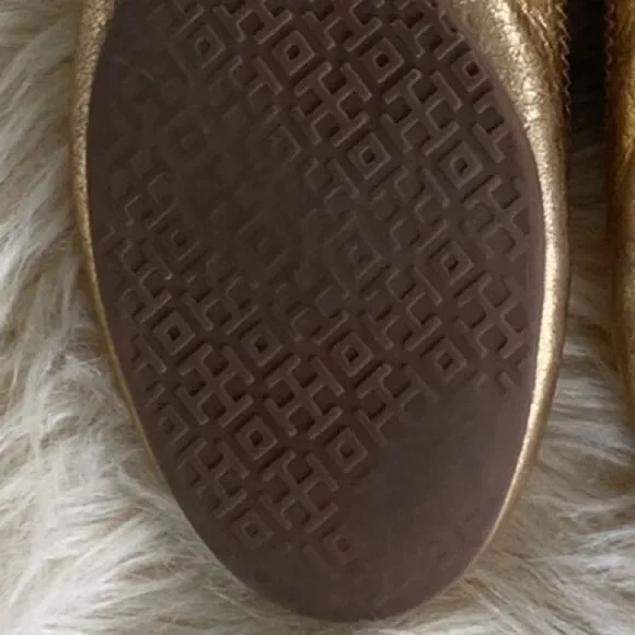 Tory Burch MINNIE TRAVEL BALLET Gold Flats sz 8M- Preowned - Picture 14 of 16